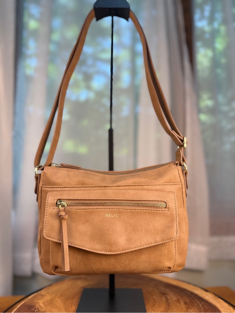 Relic Allie Tan Camel Crossbody Bag - Vegan Faux Leather Purse - EUC